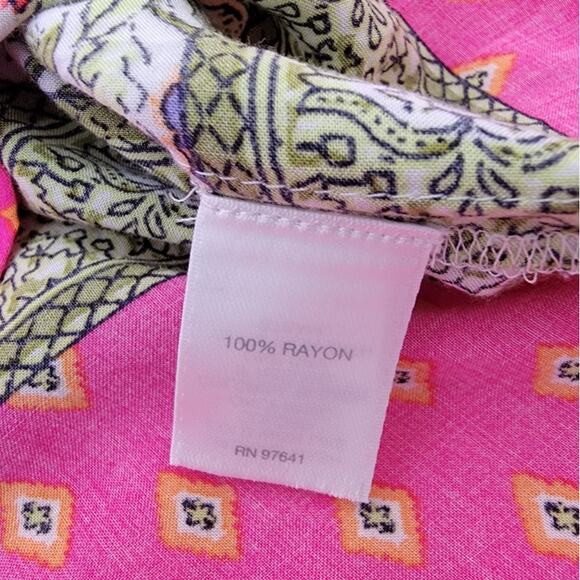 J. Jill Women’s Sleeveless Floral Blouse Rayon Scoop Neck Pink Patchwork Top M - Picture 9 of 11